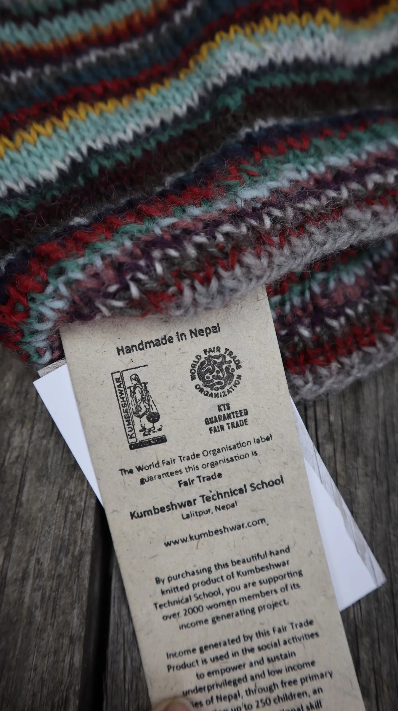 Fair Trade Ethical Woollen Beanie in a Striped Multi Coloured Design