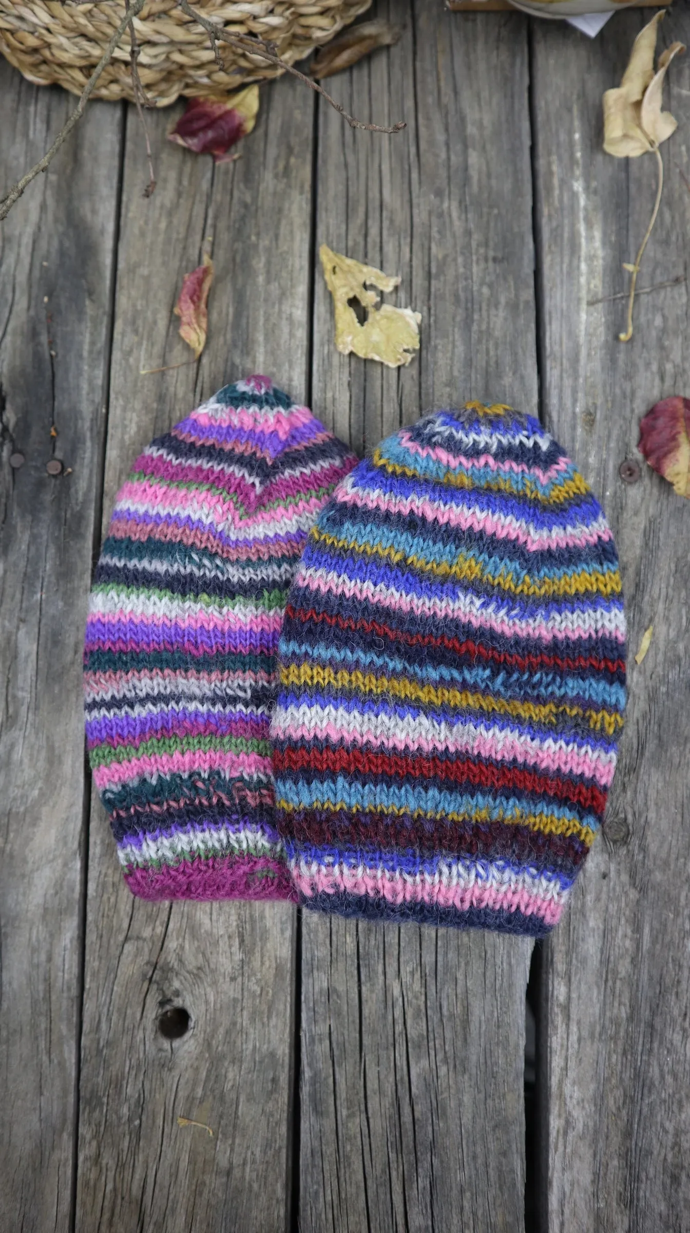 Fair Trade Ethical Woollen Beanie in a Striped Multi Coloured Design