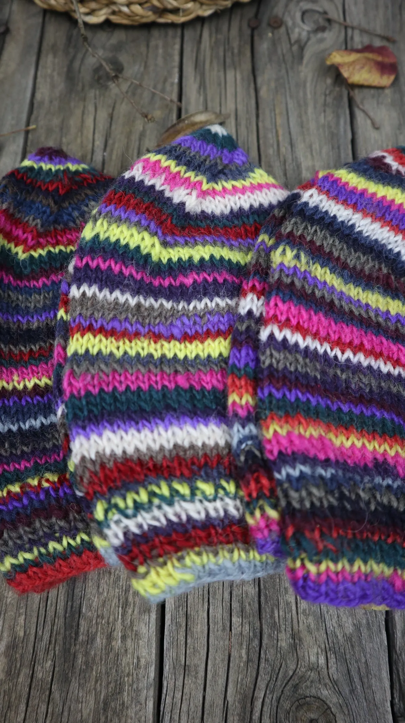 Fair Trade Ethical Woollen Beanie in a Striped Multi Coloured Design