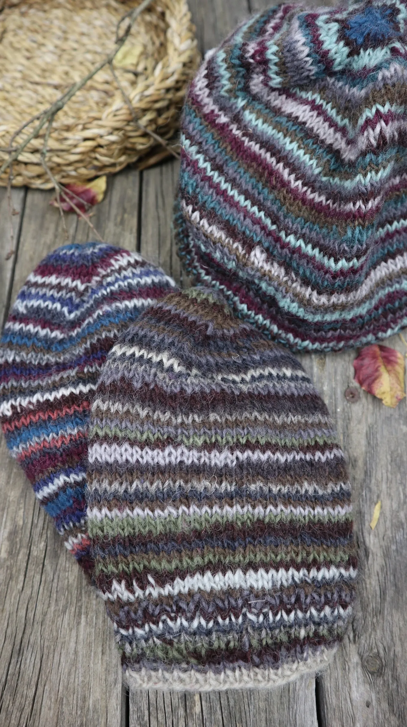 Fair Trade Ethical Woollen Beanie in a Striped Multi Coloured Design