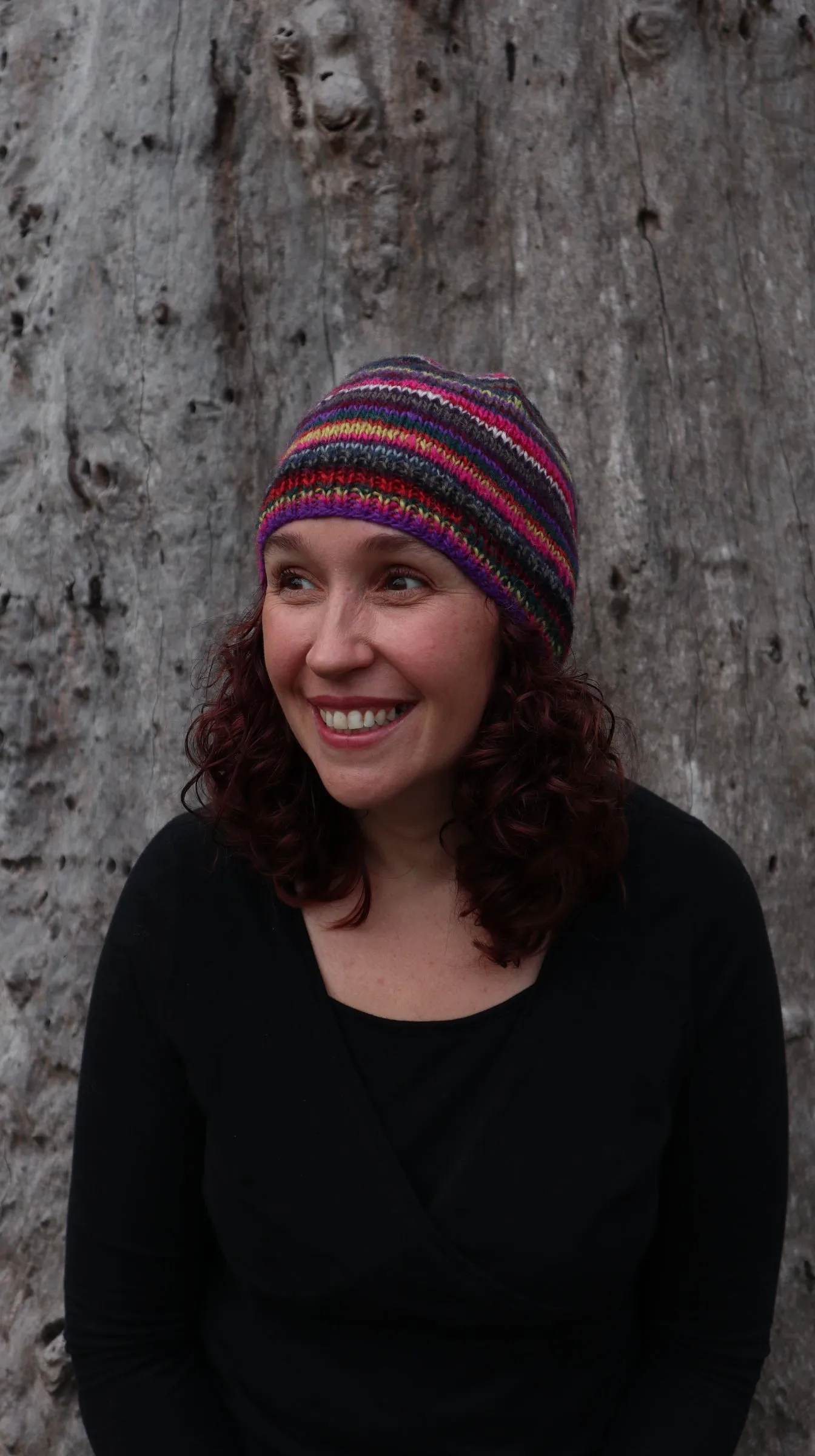 Fair Trade Ethical Woollen Beanie in a Striped Multi Coloured Design