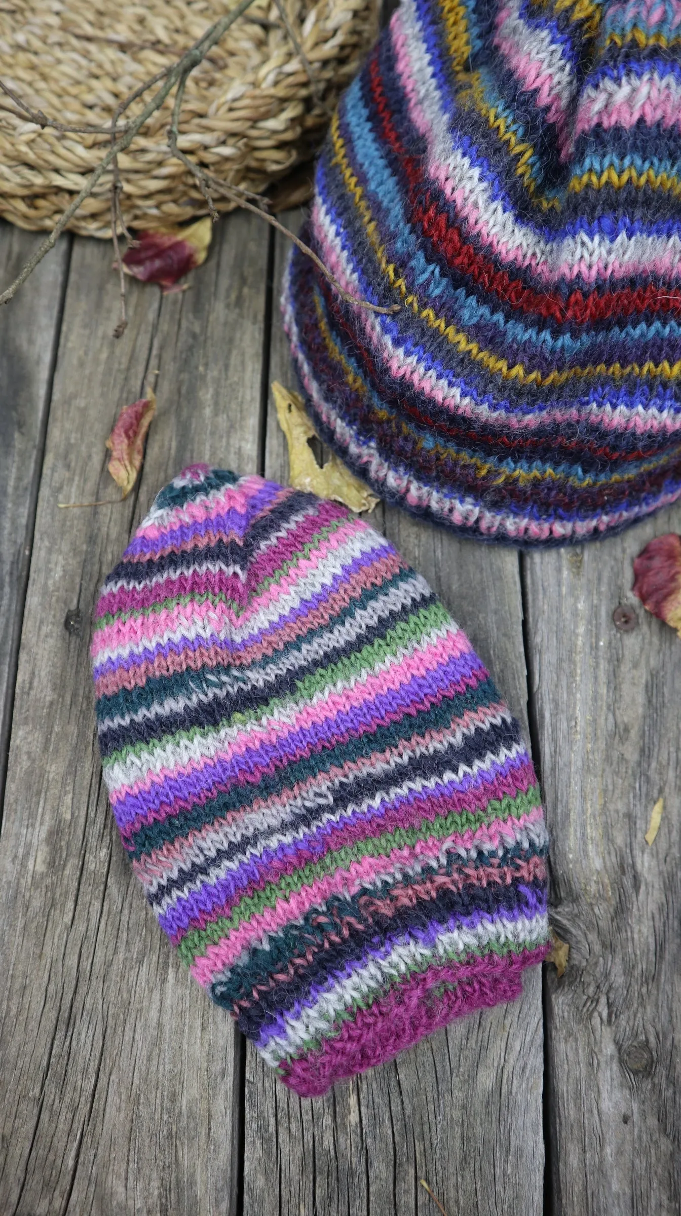 Fair Trade Ethical Woollen Beanie in a Striped Multi Coloured Design