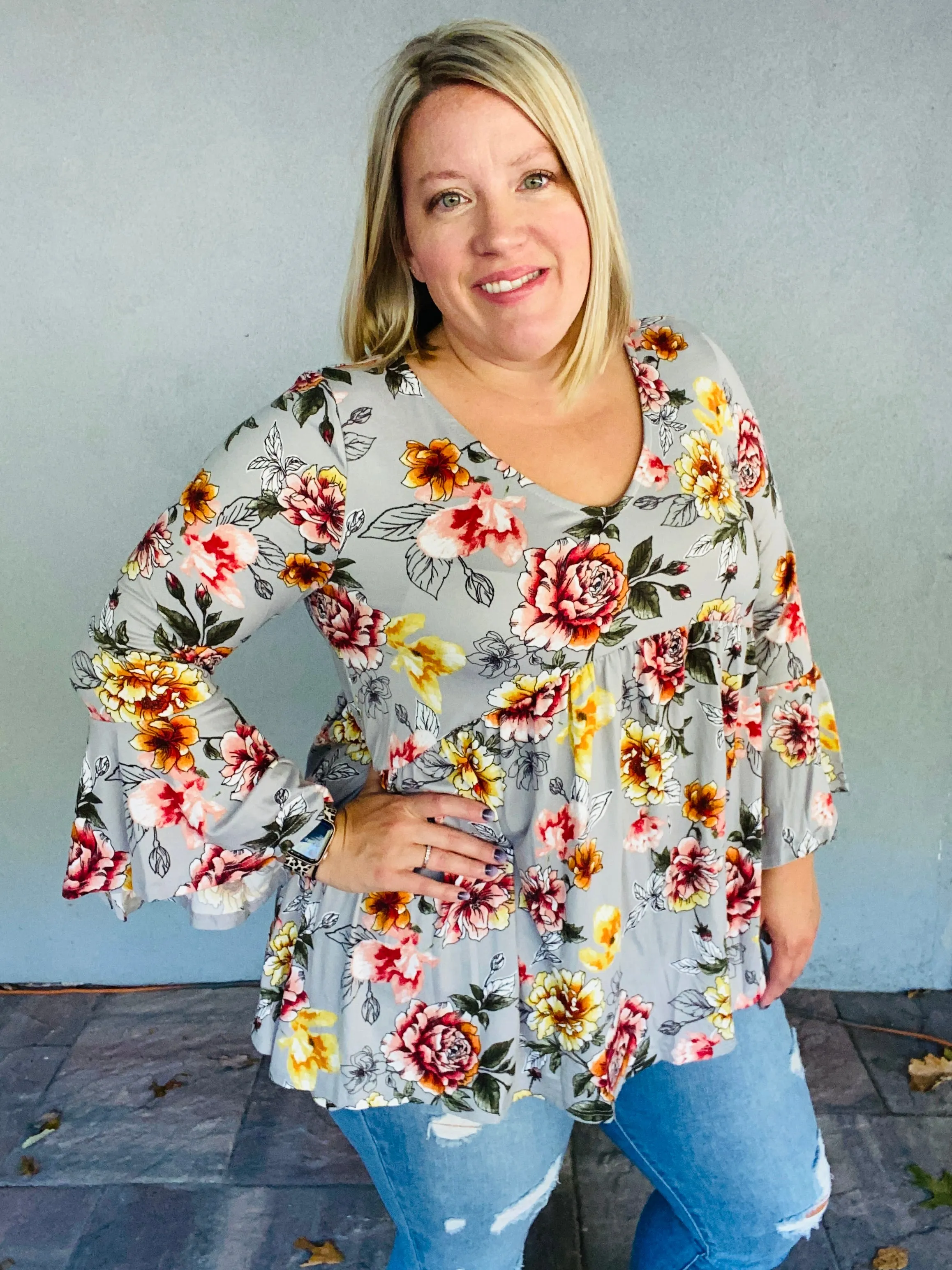 Floral Babydoll Flowy Tunic Top