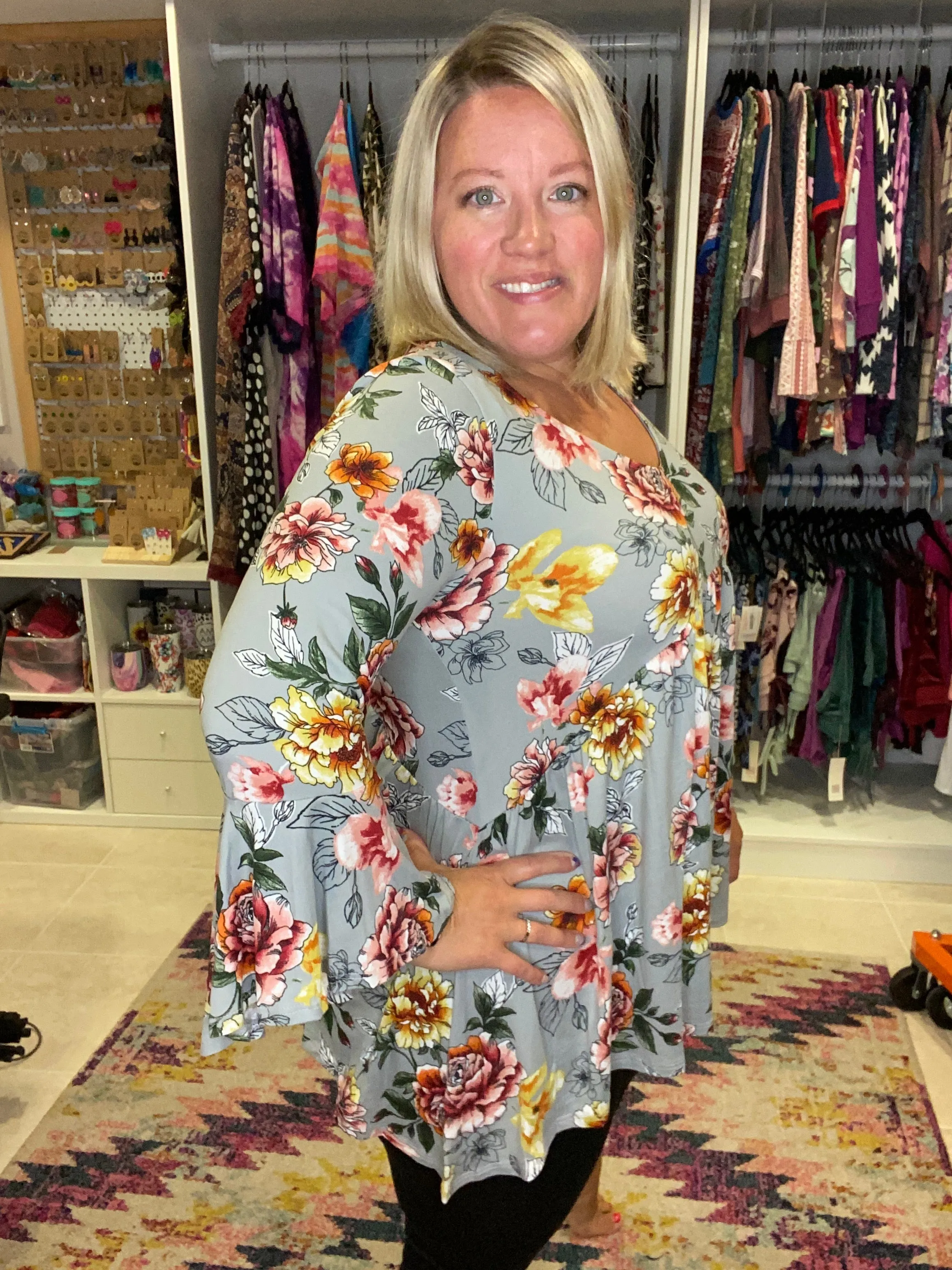 Floral Babydoll Flowy Tunic Top