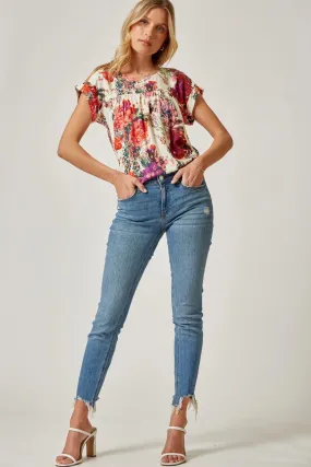 Floral Cap Sleeve Blouse