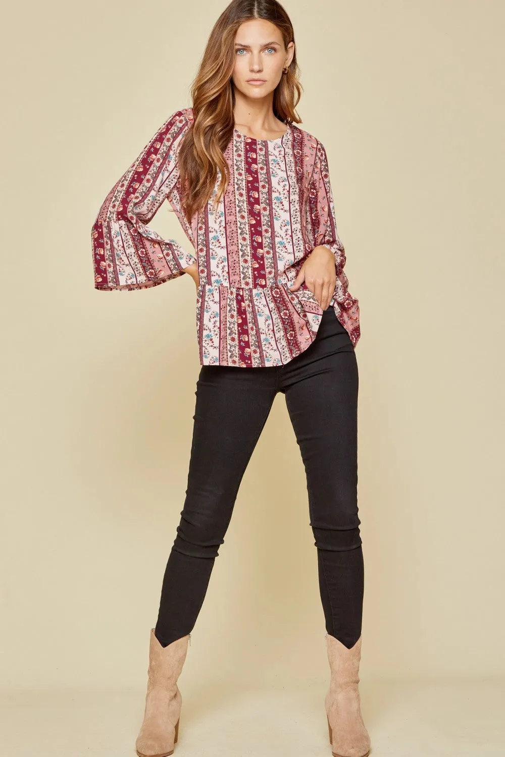 Floral Print Peplum Blouse