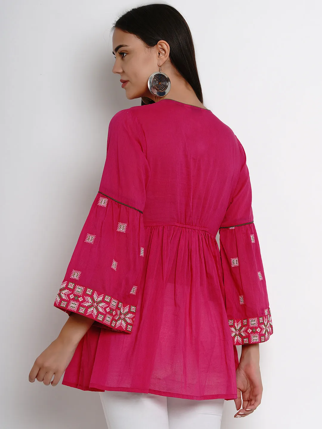 Fuchsia Pink Embroidered Tunic