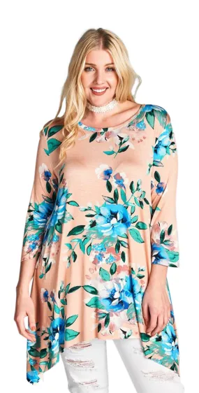 Fun & Flirty Floral Swing Tunic Top, Blush