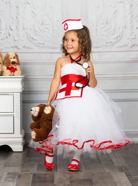 Girls Nurse Inspired Tutu Costume Dress