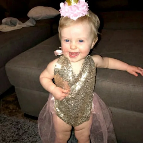 Girls Pink & Gold Sequin Romper, Cake Smash1st Birthday Outfit