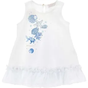 Girls White Shell Frill Tunic