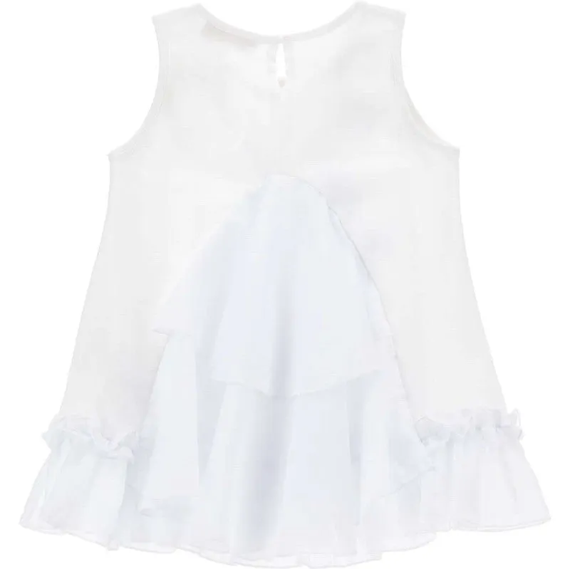 Girls White Shell Frill Tunic