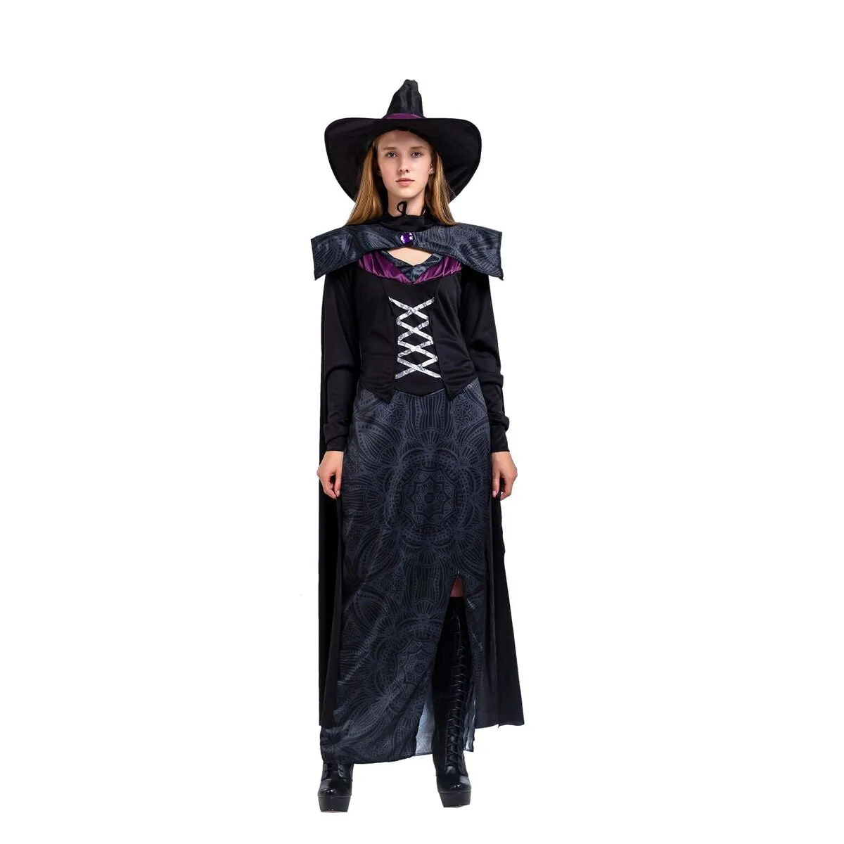 Gothic Wicked Purple Witch Costume Set - Adult