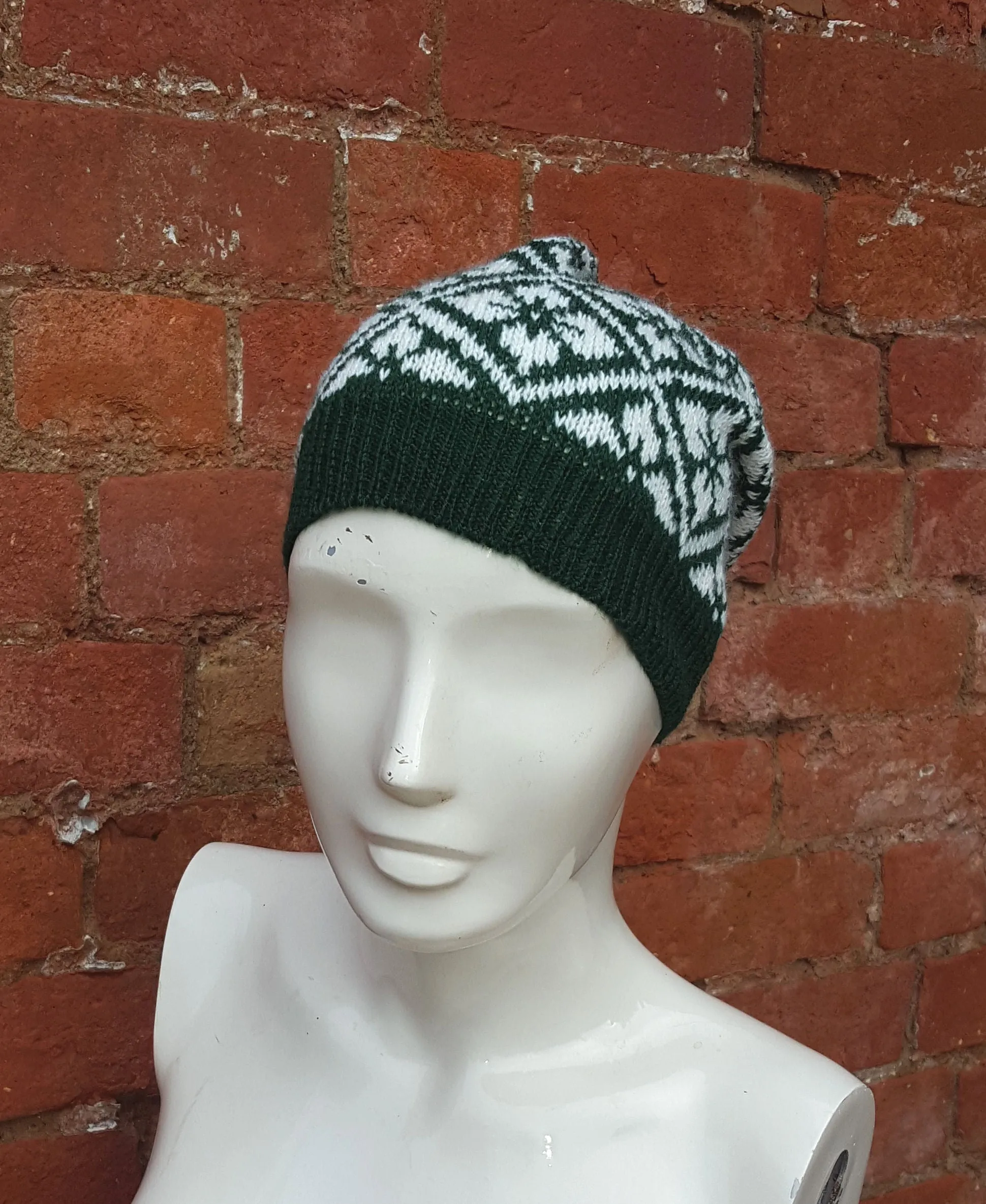 Green Winter hat, Ski hat , silly hat, Kep style slouchy beanie, in Christmas colours