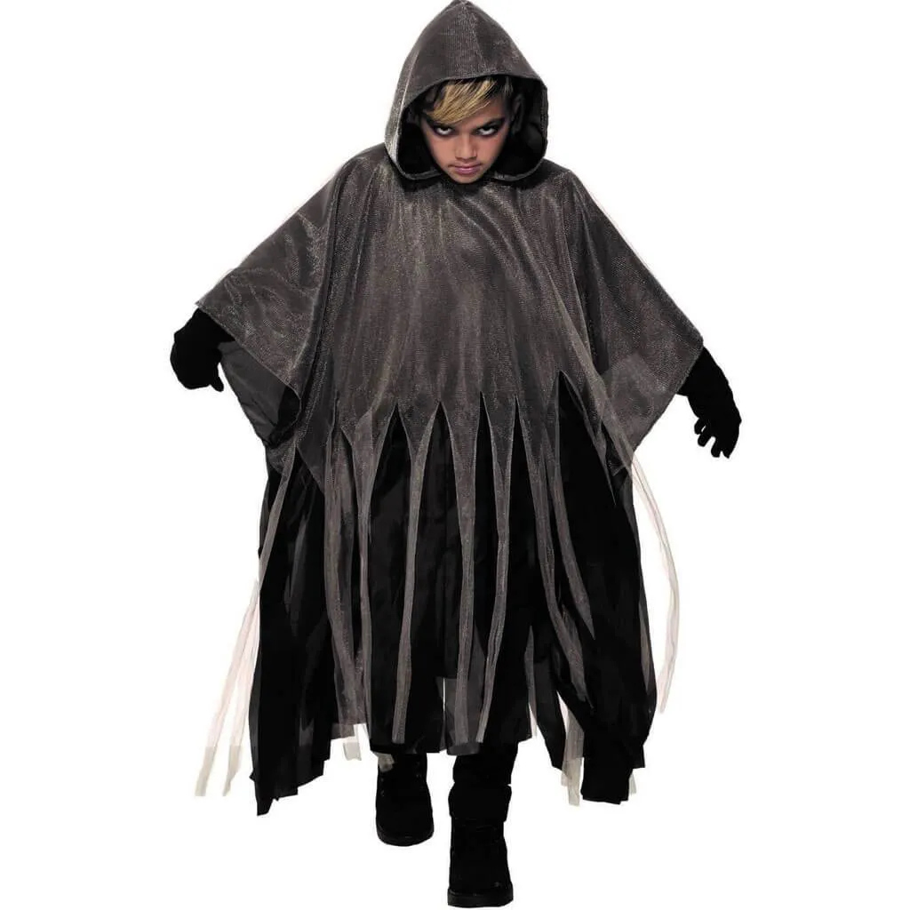 Grey Ghoul Tattered Hooded Poncho