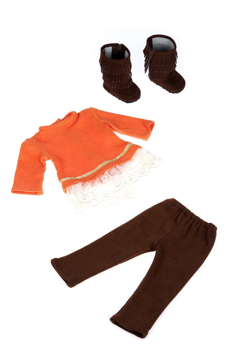 Hello Sunshine - 18 inch Doll Clothes - 3 Piece Doll Outfit - Tunic, Leggings and Boots