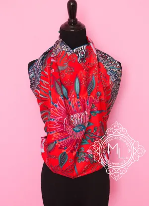 Hermes Red Twill Silk 90 cm Flowers of South Africa Scarf