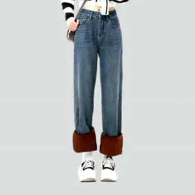 High-waist straight jeans
 for women