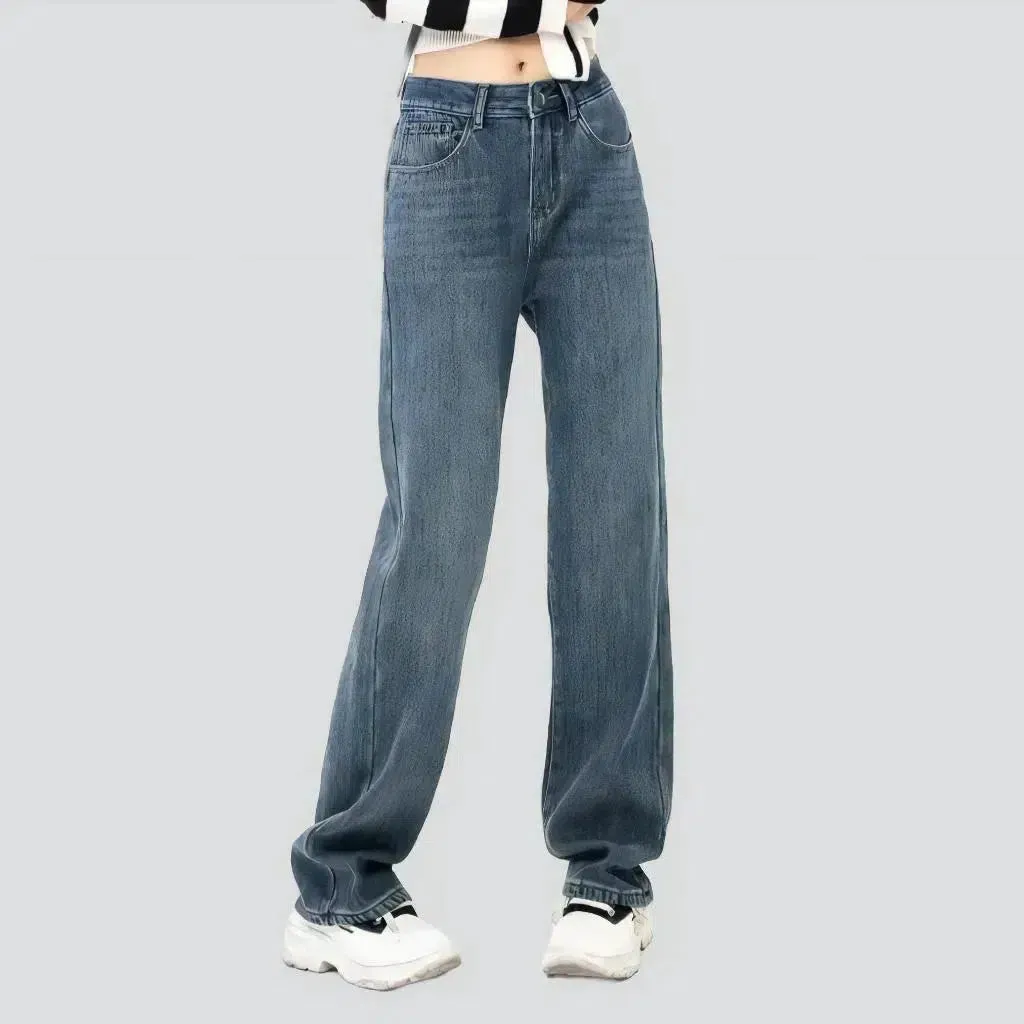 High-waist straight jeans
 for women