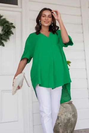 Holland Green Linen V Neck Tunic