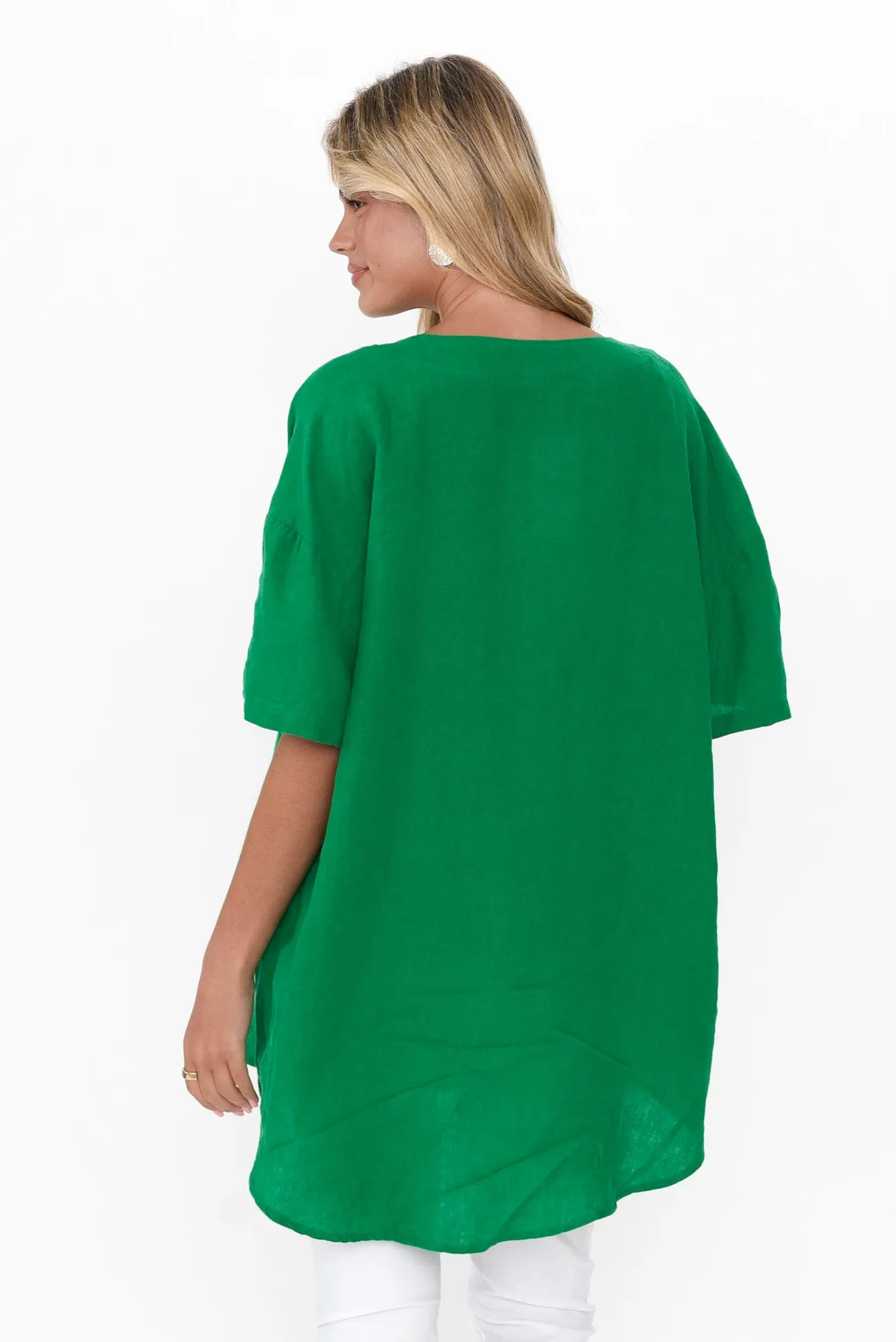 Holland Green Linen V Neck Tunic