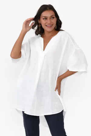 Holland White Linen V Neck Tunic