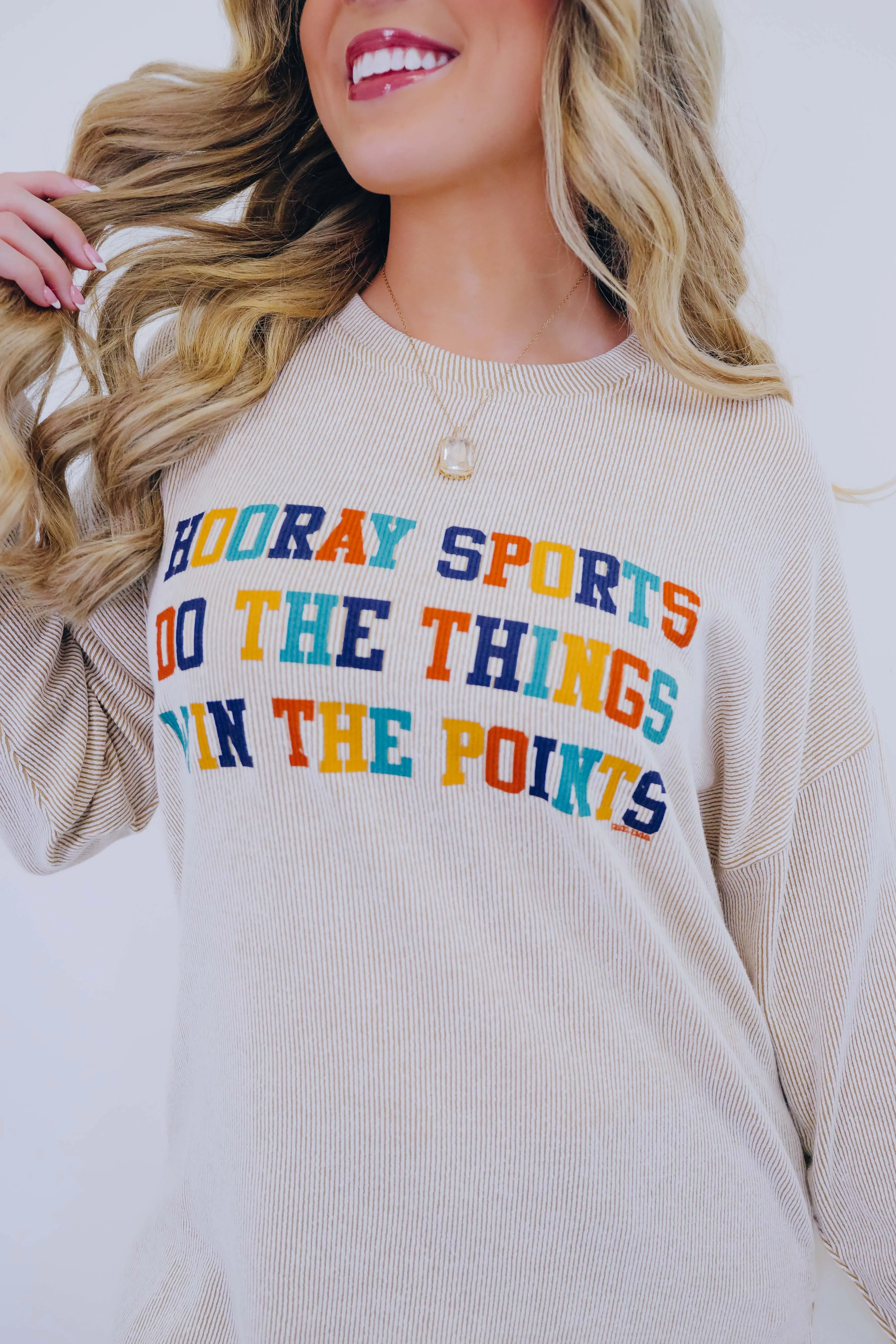 Hooray Sports Ribbed Graphic Tunic - Beige