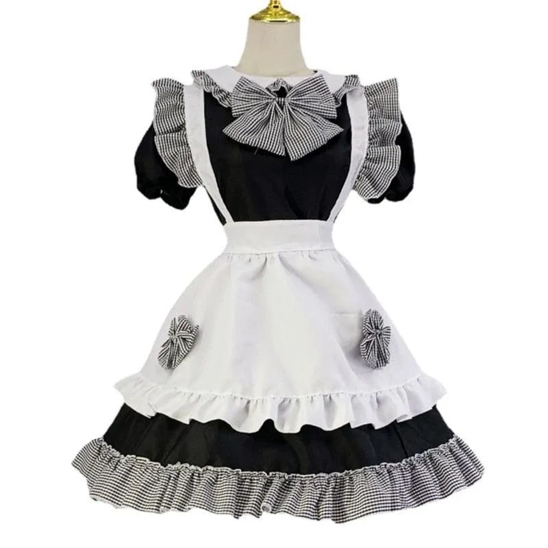 Japanese Plaid Lolita Maid Dress