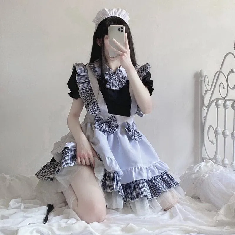 Japanese Plaid Lolita Maid Dress