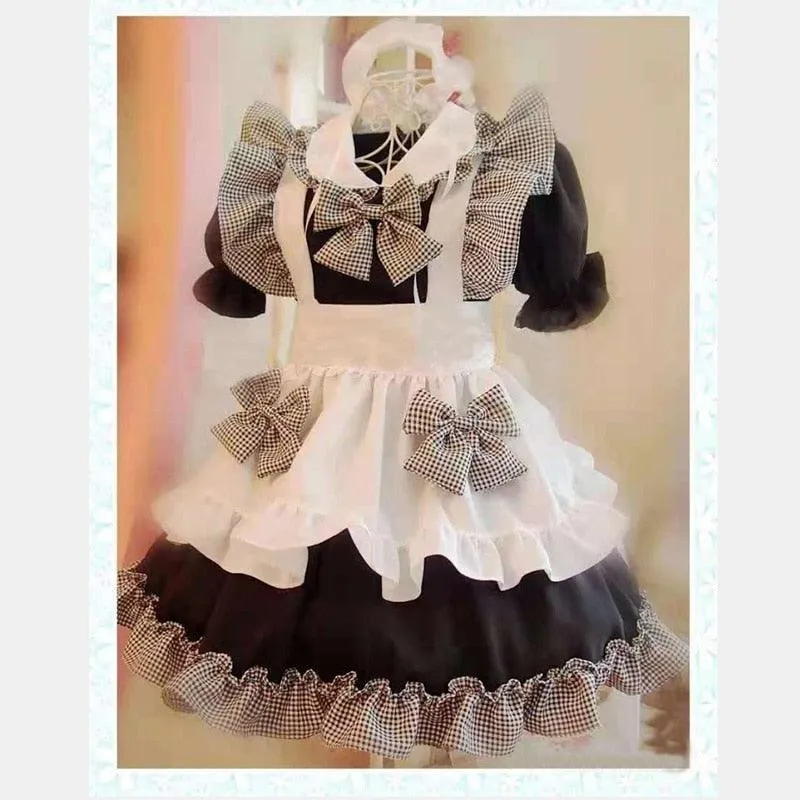 Japanese Plaid Lolita Maid Dress