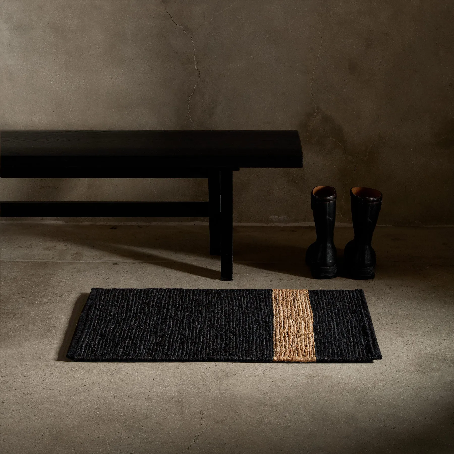 Jute Entry Mat - Charcoal/Natural Stripe