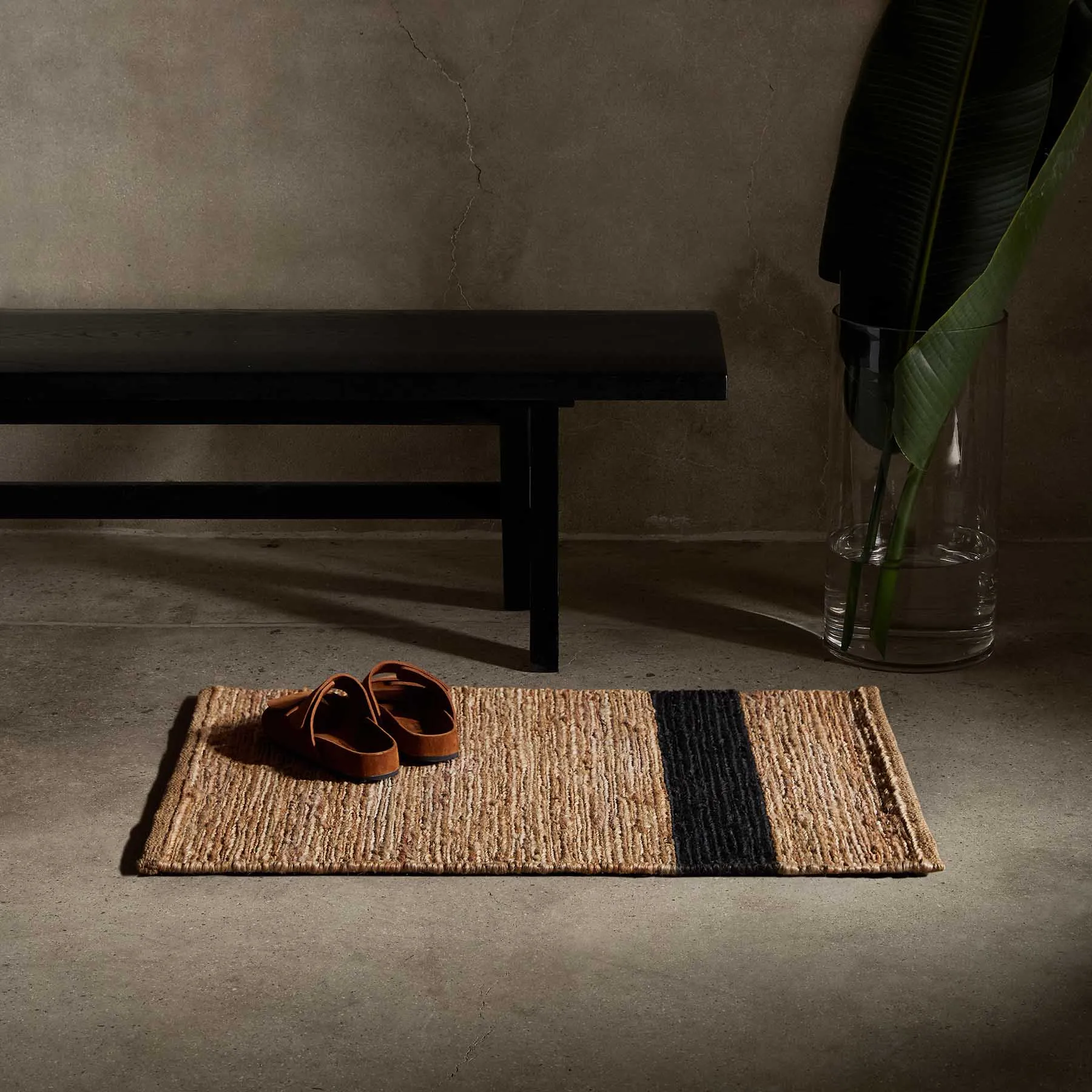 Jute Entry Mat - Natural/Charcoal Stripe