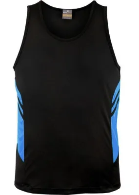 Kids Tasman Singlet Black/Cyan