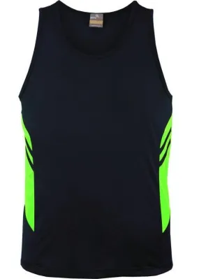 Kids Tasman Singlet Navy/Neon Green