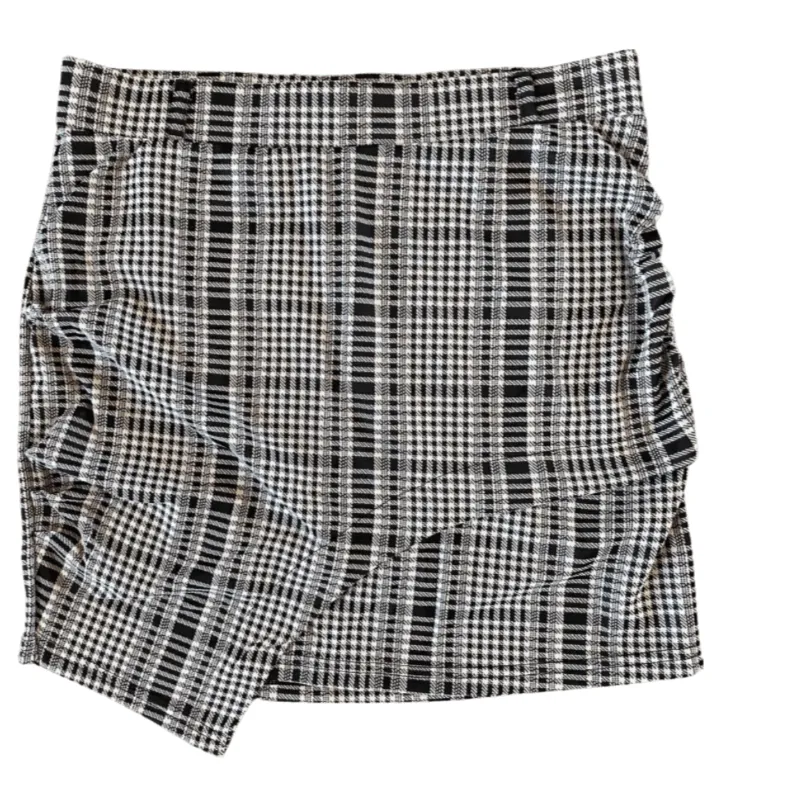 LaaTeeDa Layered Panel Skort - Black/White Plaid