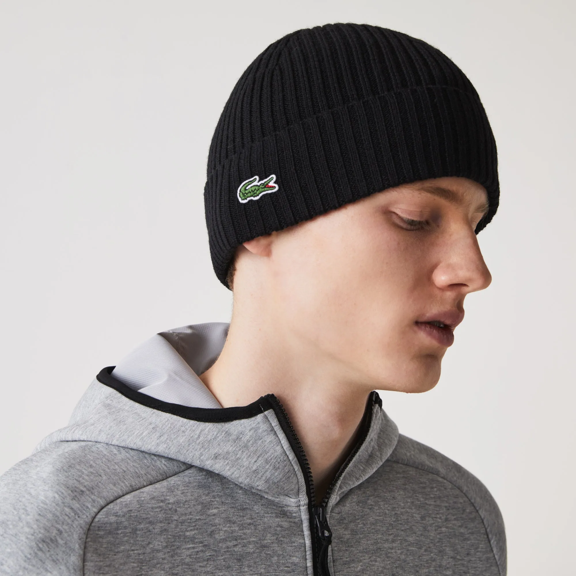 Lacoste Men's Ribbed Wool Beanie