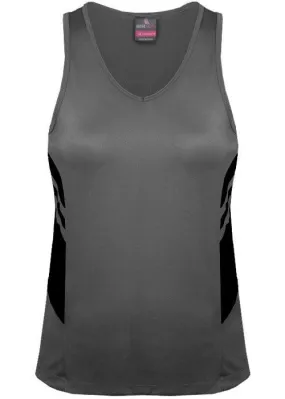 Ladies Tasman Singlet Ashe/Black