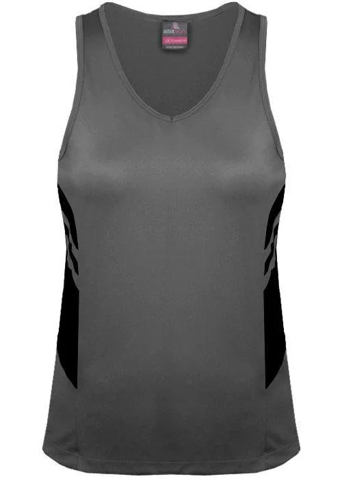 Ladies Tasman Singlet Ashe/Black