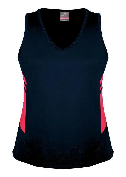 Ladies Tasman Singlet Navy/Neon Pink