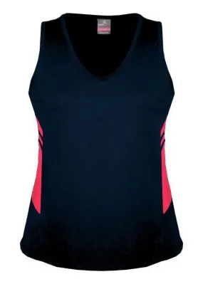 Ladies Tasman Singlet Navy/Neon Pink