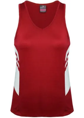 Ladies Tasman Singlet Red/White