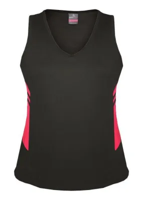 Ladies Tasman Singlet Slate/Neon Pink