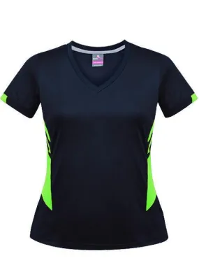 Ladies Tasman Tee Navy/Neon Green