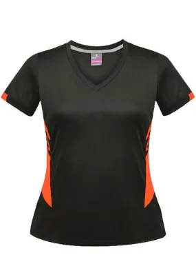 Ladies Tasman Tee Slate/Neon Orange