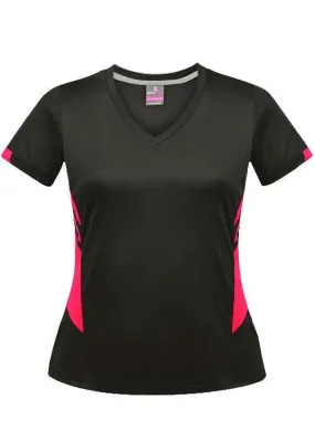 Ladies Tasman Tee Slate/Neon Pink