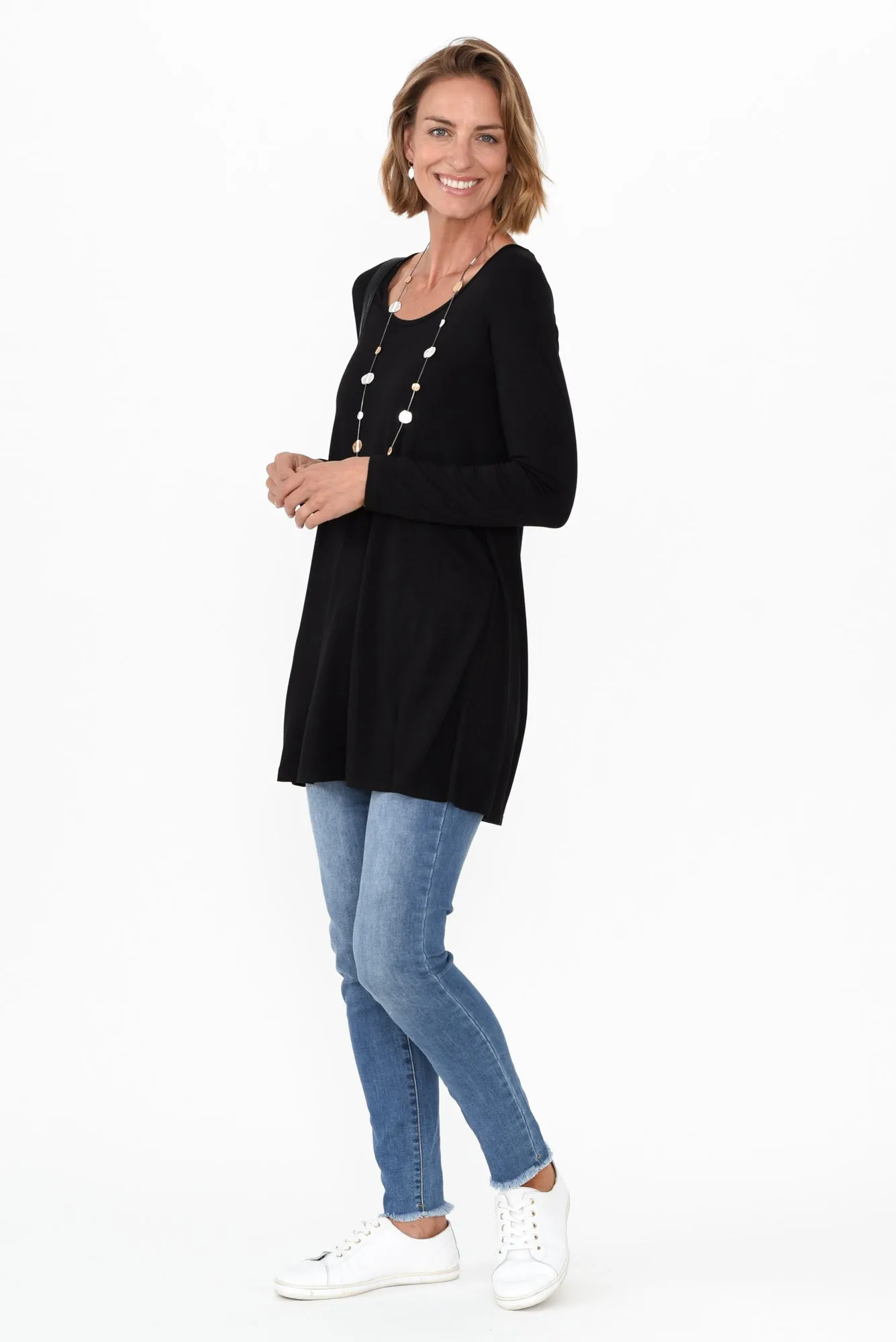 Leanne Black Bamboo Tunic Top