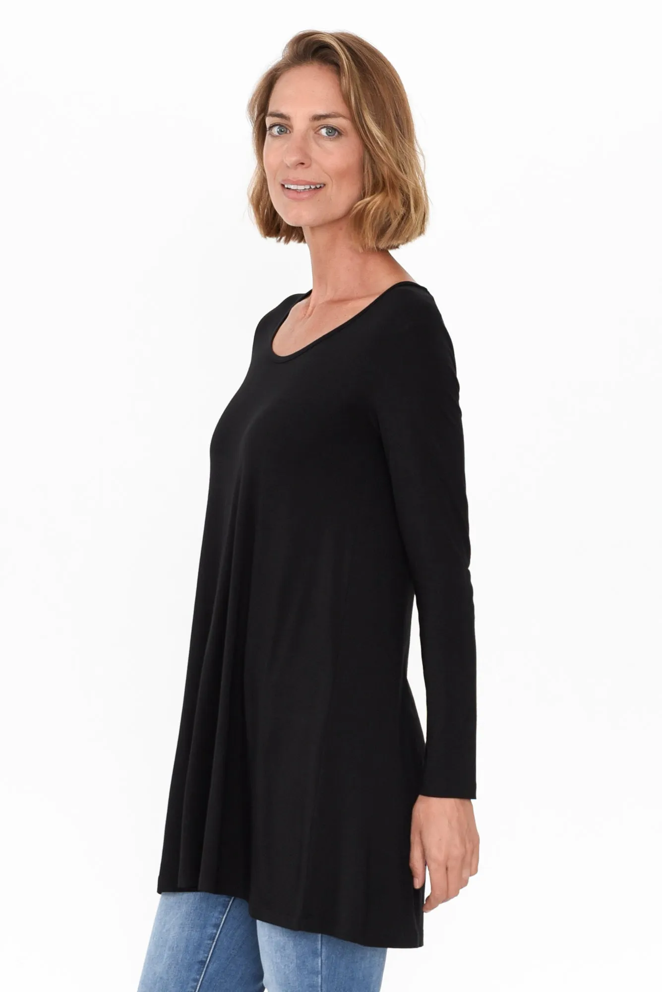 Leanne Black Bamboo Tunic Top