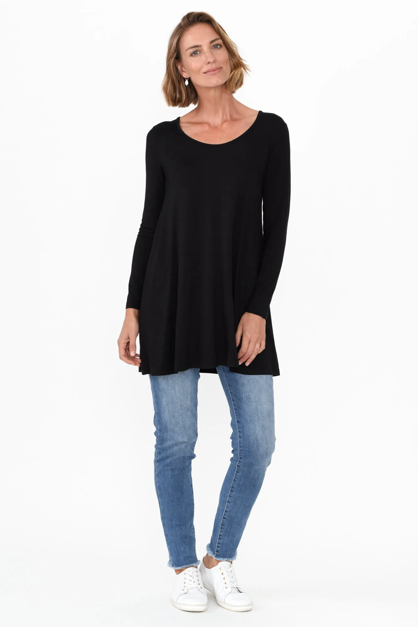 Leanne Black Bamboo Tunic Top