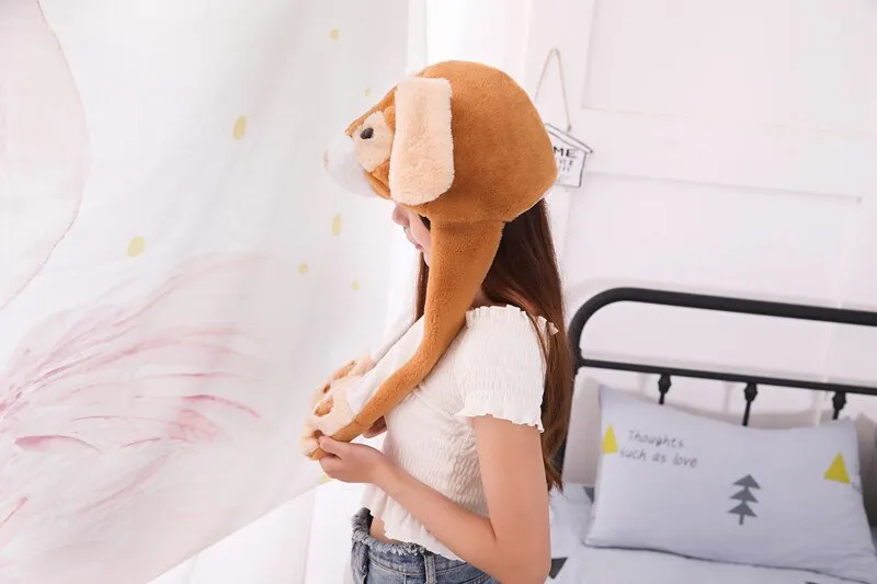 LED Movable-Ear Brown Puppy Hat