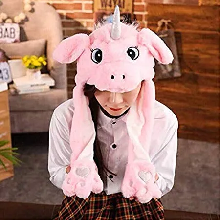 LED Movable-Ear Pink Unicorn Hat